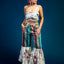 Mediums Collective Floral Mexican Serape Pleated Bell Bottom Pants and top Set