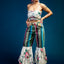 Mediums Collective Floral Mexican Serape Pleated Bell Bottom Pants and top Set