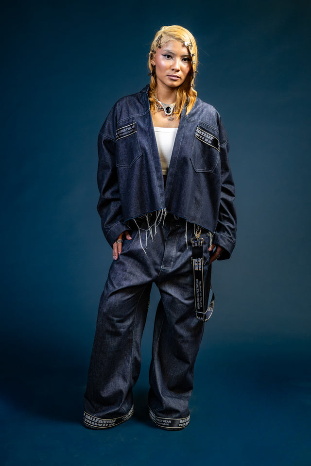 Mediums Collective Reflective Tape Navy Denim Set