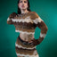 Brown knitted Crochet Crewneck - Women