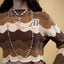 Brown knitted Crochet Crewneck - Women