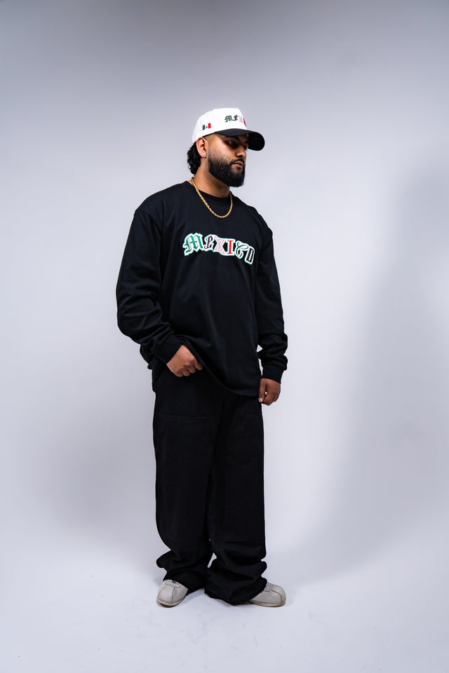 Mexico graphic tee, Mexico long sleeve shirt, Mexican streetwear, Latino streetwear, Mediums Collective, Seattle streetwear, Mexico shirt, Mexico soccer shirt, fútbol fashion, Mexican heritage clothing, men’s graphic tee, men’s long sleeve graphic shirt, pine green tee, black long sleeve shirt, white long sleeve shirt, cultural streetwear, World Cup outfit, Mexico capsule, Latino fashion brand, Mexican inspired apparel.