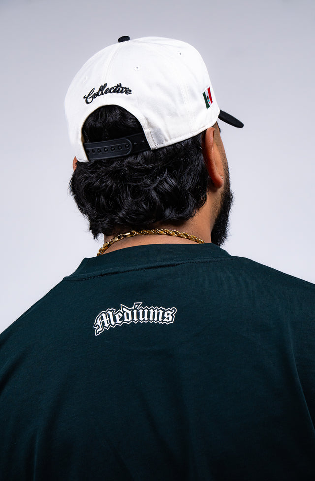 Mexico graphic tee, Mexico long sleeve shirt, Mexican streetwear, Latino streetwear, Mediums Collective, Seattle streetwear, Mexico shirt, Mexico soccer shirt, fútbol fashion, Mexican heritage clothing, men’s graphic tee, men’s long sleeve graphic shirt, pine green tee, black long sleeve shirt, white long sleeve shirt, cultural streetwear, World Cup outfit, Mexico capsule, Latino fashion brand, Mexican inspired apparel.