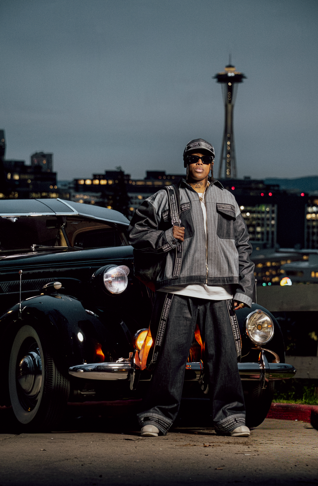 Mediums Cross Pleated Denim 1of1 Jacket - L/XL – M E D I U M S