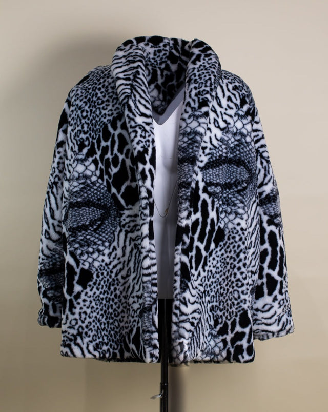 Vintage Cheetah/Zebra Print Foe Fur Coat - S