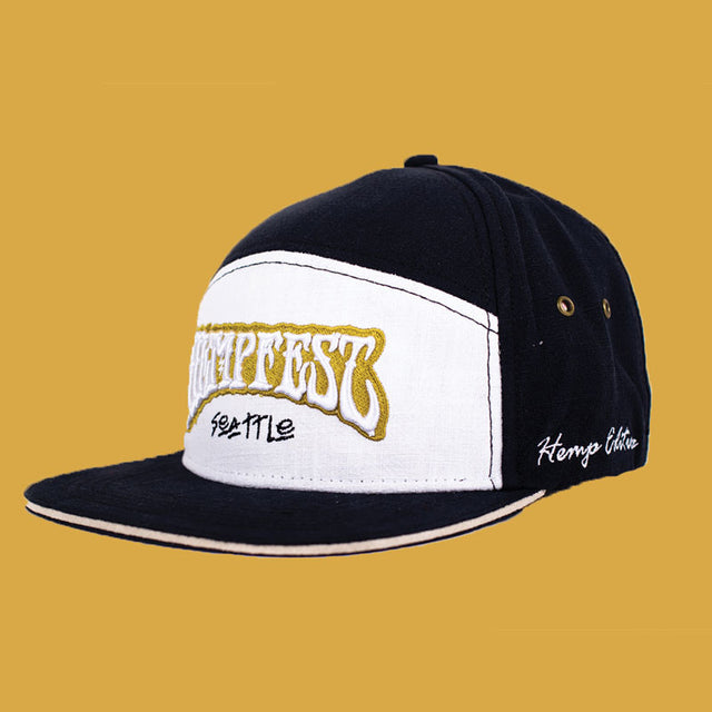 Hempfest 7 Panel Hat - Black