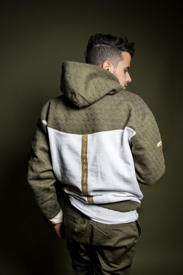 Mediums Collective Quilted Cut & Sew Hoodie - Olive Green