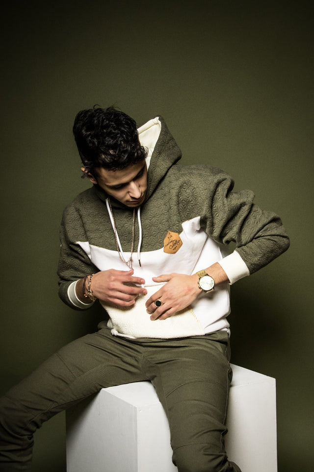 Mediums Collective Quilted Cut & Sew Hoodie - Olive Green